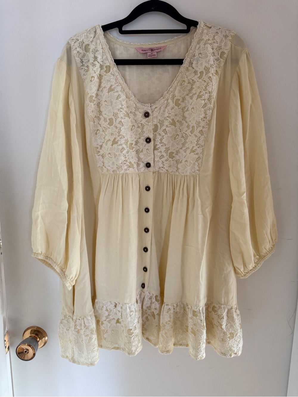 April Cornell Ivory Lace Babydoll Tunic W1 Plus Size Cottagecore Romantic Boho